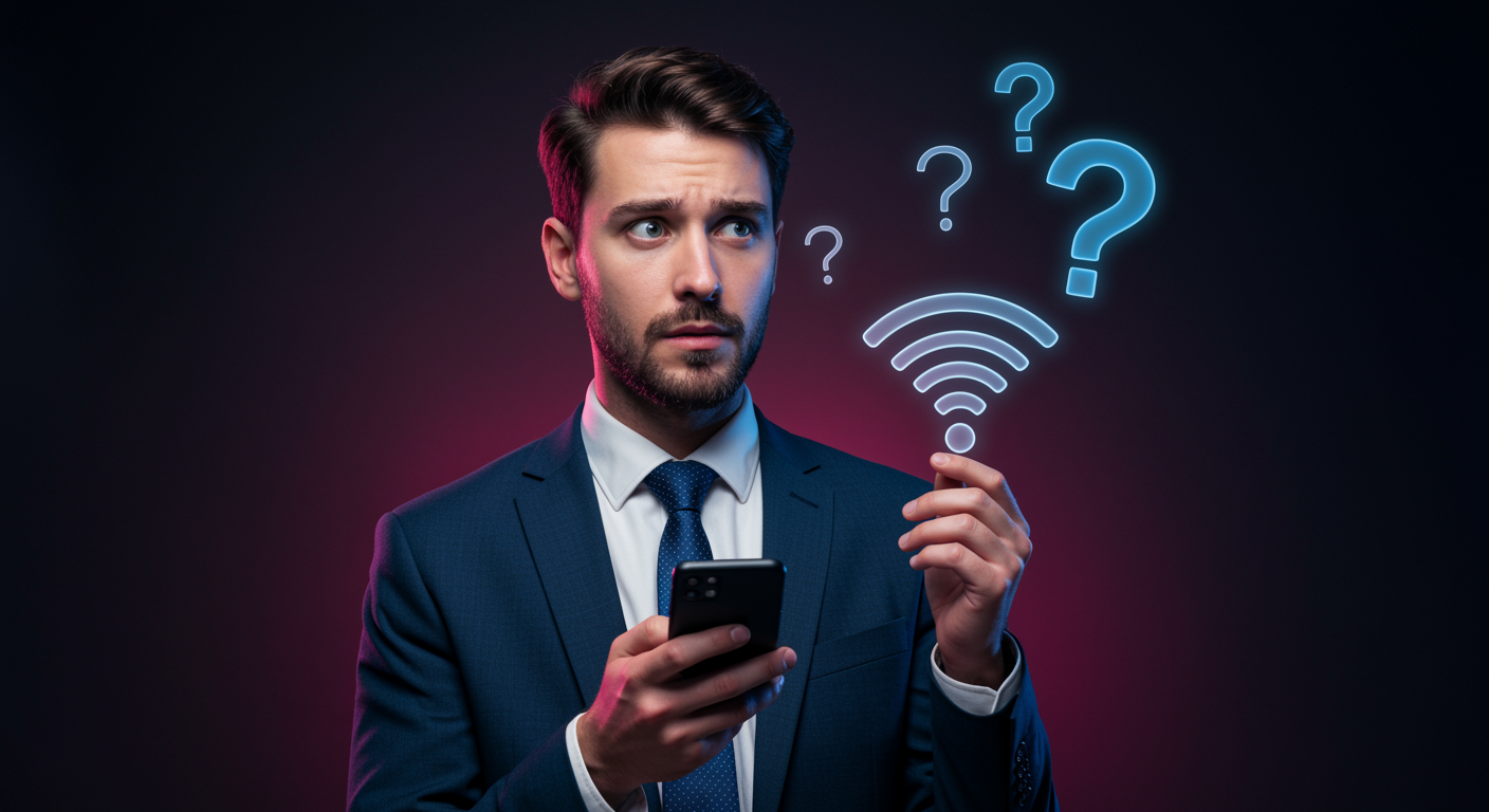 pessoa confusa sobre o wi-fi