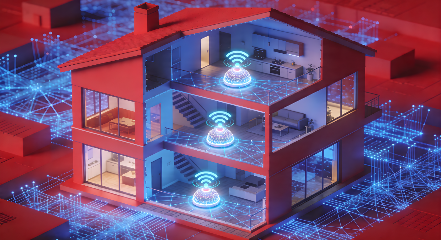 wifi mesh cobrindo toda a casa com sinal forte e estável